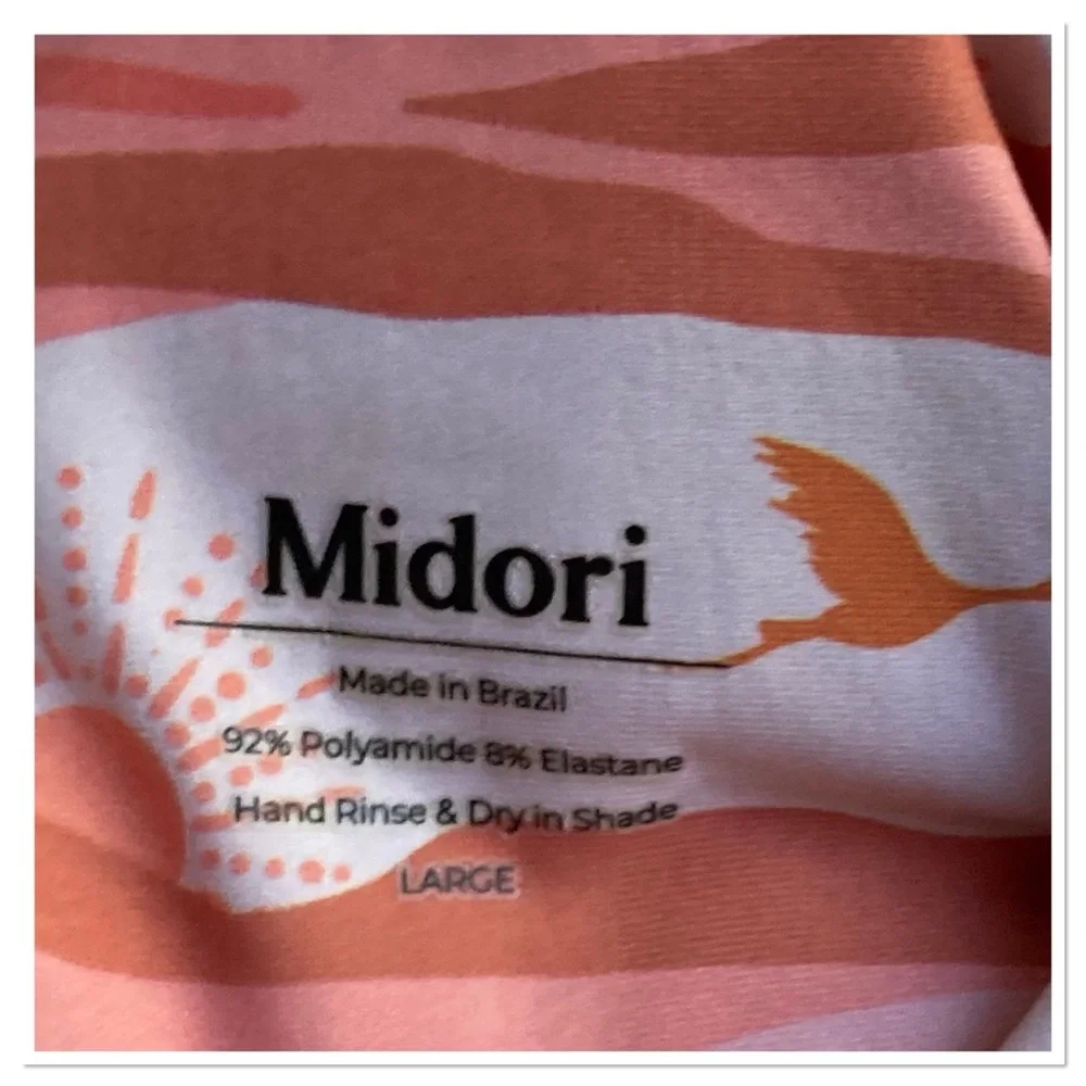 Midori Mia Bikini Swimsuit Top In Dune Print Birds Sun Pink Coral Size Large